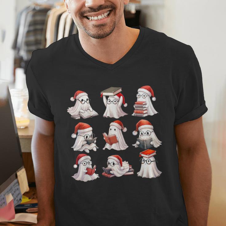 Cute Read More Booooooks Ghost Read More Books Christmas Men's V-Neck T-Shirt