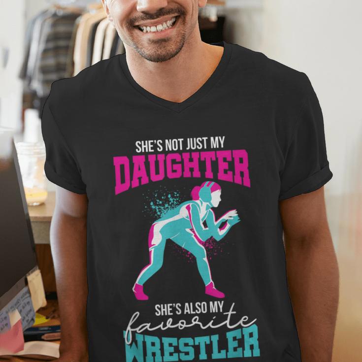 Cute Wrestling Daughter Favorite Wrestler Dad Mom Men's V-Neck T-Shirt