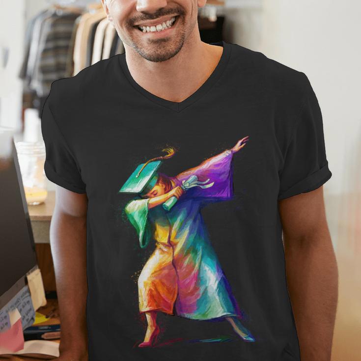 Dabbing Graduation Women Men's V-Neck T-Shirt