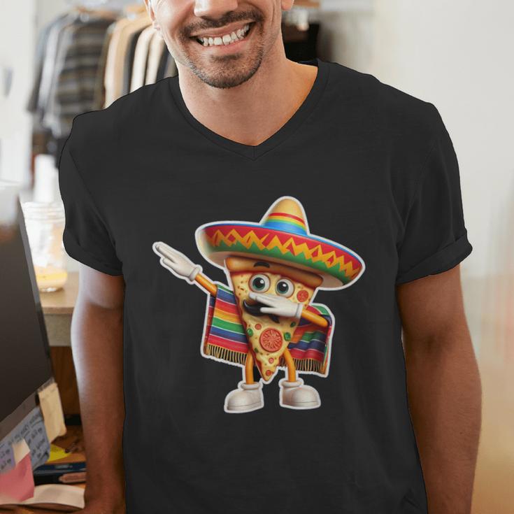 Dabbing Mexican Pizza Dance Food Lover Graduation Men's V-Neck T-Shirt