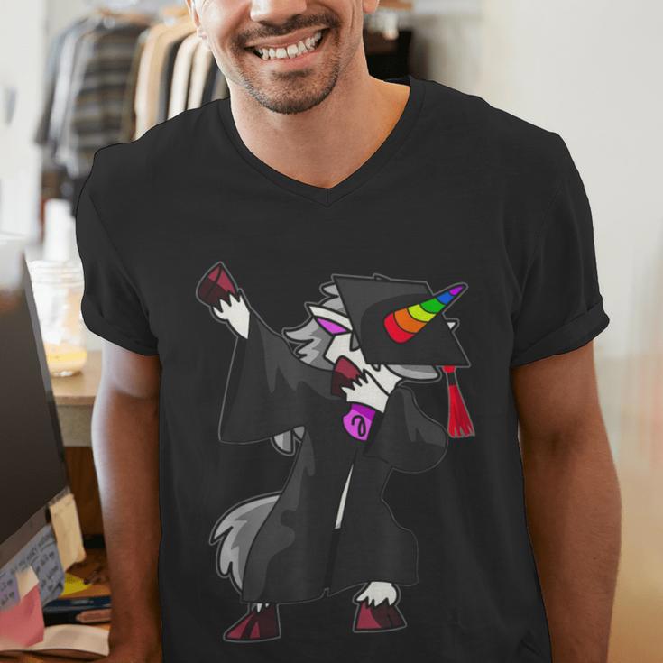 Dabbing Unicorn Cap And Gown Graduate 2021 Graduation Day Men's V-Neck T-Shirt