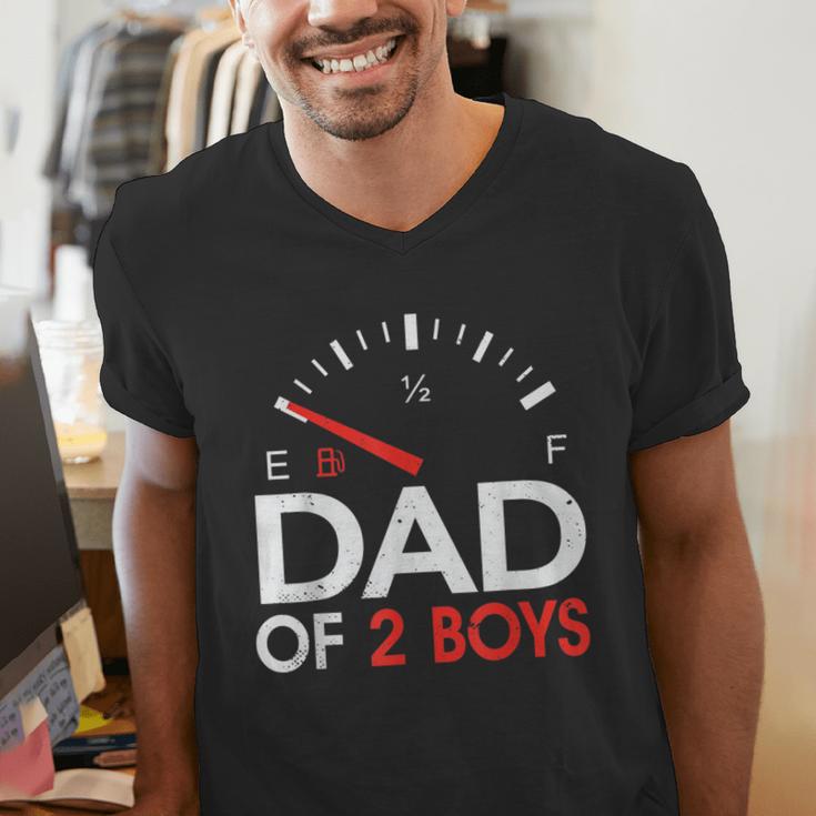 Dad Of 2 Boys Fuel Gas Gauge Father Of Two Sons Men Men's V-Neck T-Shirt