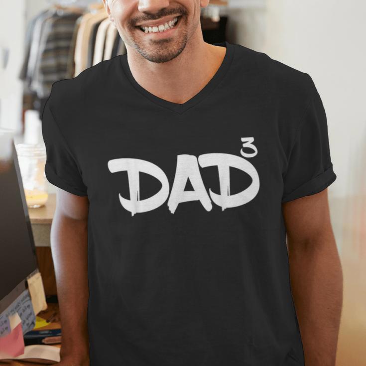 Dad 3 Kids 3rd Pregnancy Announcement Third Baby Tshirt Men's V-Neck T-Shirt