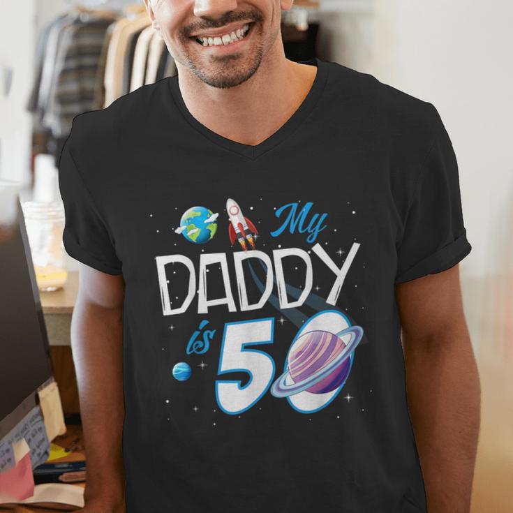 My Dad Is 50 Years Daddy Father 50th Years Birthday Men's V-Neck T-Shirt