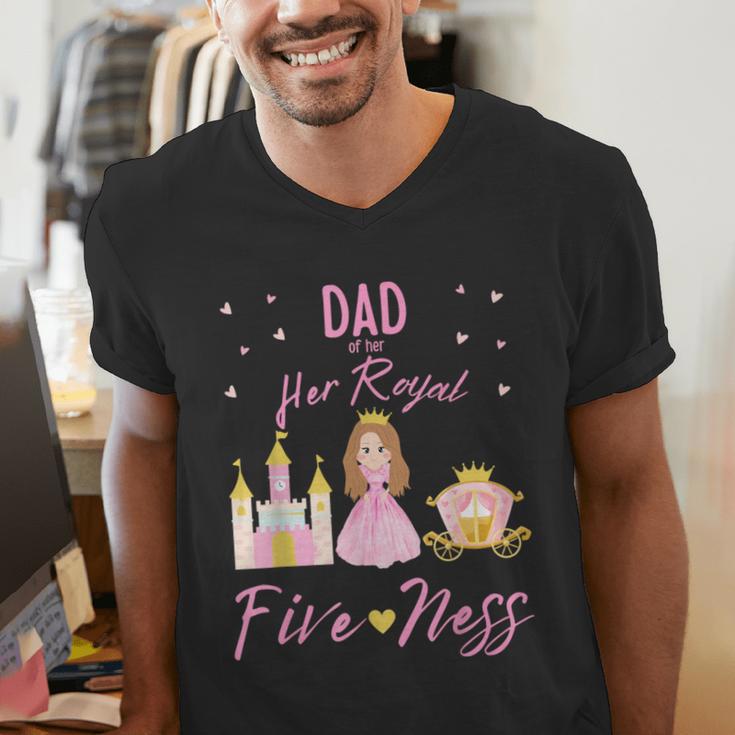 Dad 5th Birthday Her Royal Fiveness Princess Matching Men's V-Neck T-Shirt