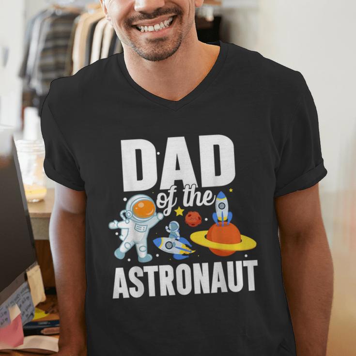 Dad Of The Astronaut Space Astronaut Birthday Family Men's V-Neck T-Shirt