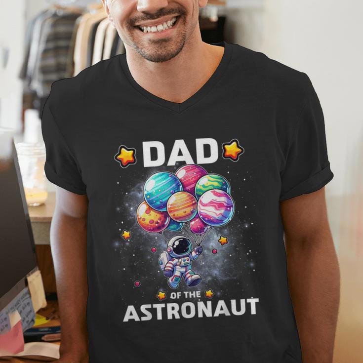 Dad Of The Astronaut Space Theme First Birthday Party Men's V-Neck T-Shirt