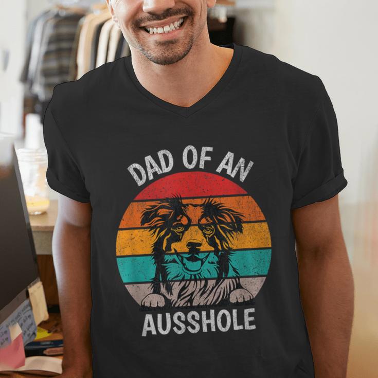 Dad Of An Ausshole Australian Shepherd Aussie Men's V-Neck T-Shirt