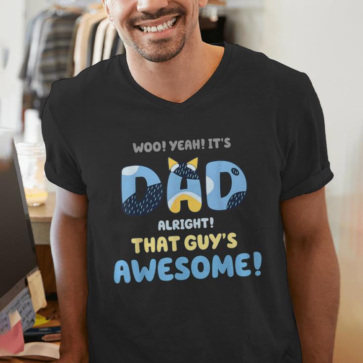 My Dad Is Awesome Fathers Day Shirt From Son Daughter Wife Men's V-Neck T-Shirt