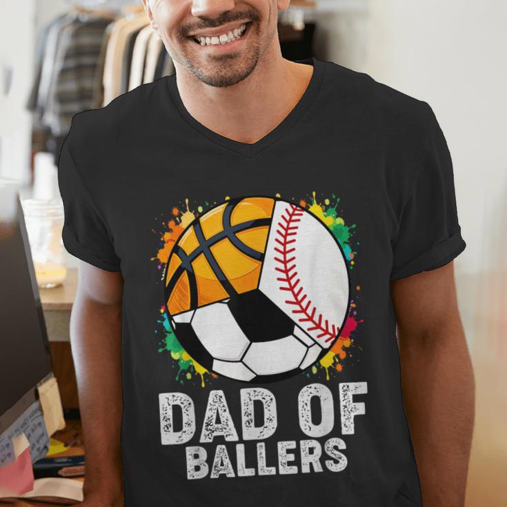 Dad Of Ballers Baseball Soccer Basketball Dad Men's V-Neck T-Shirt