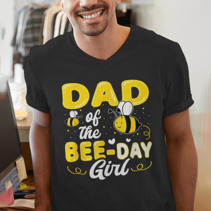 Dad Of The Bee Day Girl Hive Party Matching Birthday Sweet Men's V-Neck T-Shirt
