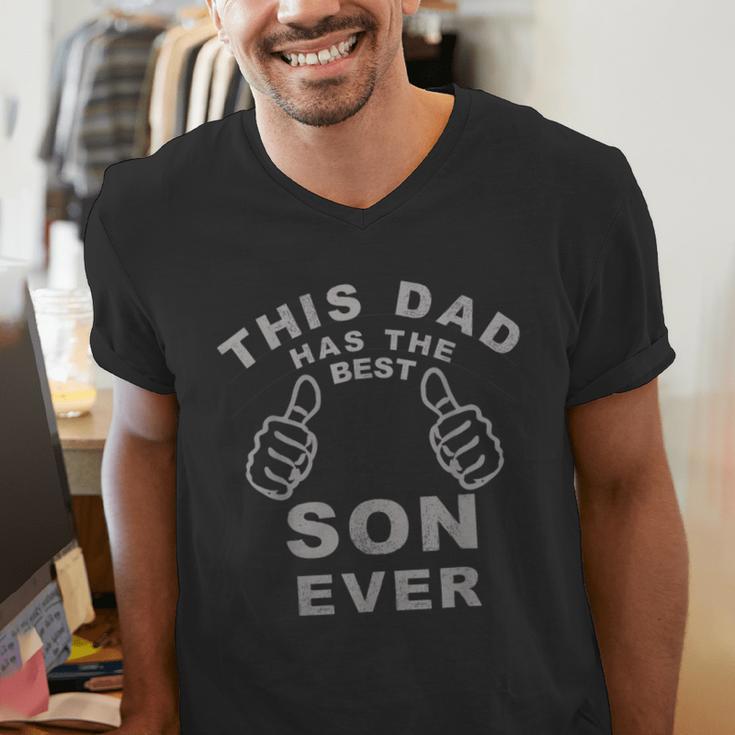 This Dad Has The Best Son Ever Fathers Day From Son Men's V-Neck T-Shirt