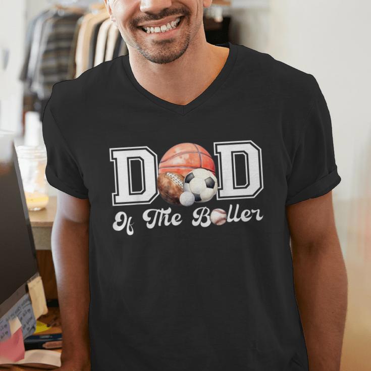 Dad Of The Birthday Boller Born 2 Ball Matching Family Party Men's V-Neck T-Shirt