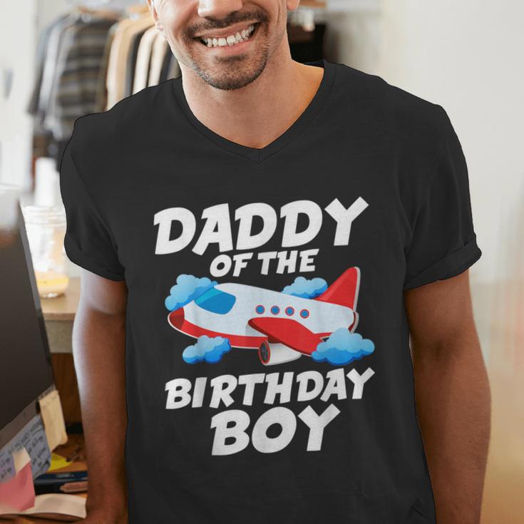 Dad Of The Birthday Boy Airplane Men's V-Neck T-Shirt