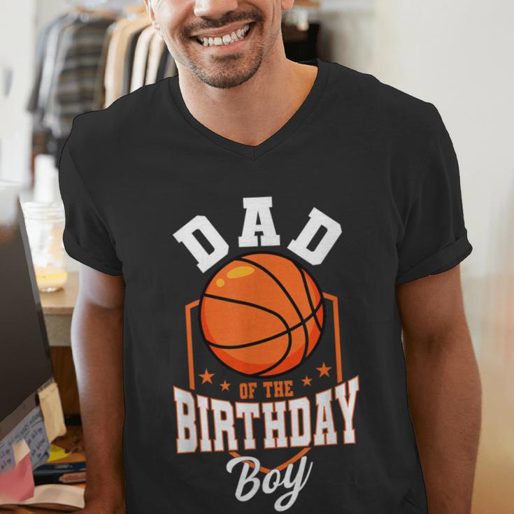 Dad Of The Birthday Boy Basketball Theme Bday Party Men's V-Neck T-Shirt