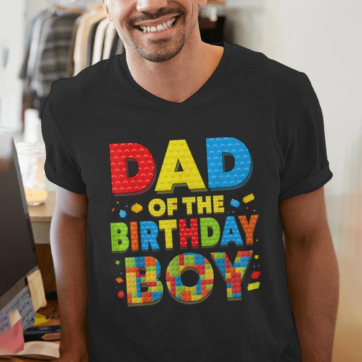 Dad Of The Birthday Boy Building Block Birthday Men's V-Neck T-Shirt