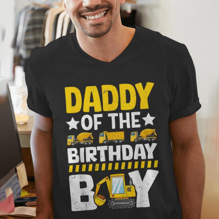 Dad Of The Birthday Boy Construction Theme Party Matching Men's V-Neck T-Shirt