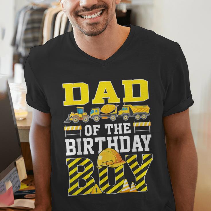 Dad Of The Birthday Boy Construction Truck Men's V-Neck T-Shirt