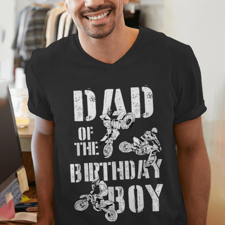Dad Of The Birthday Boy Dirt Bike Men's V-Neck T-Shirt