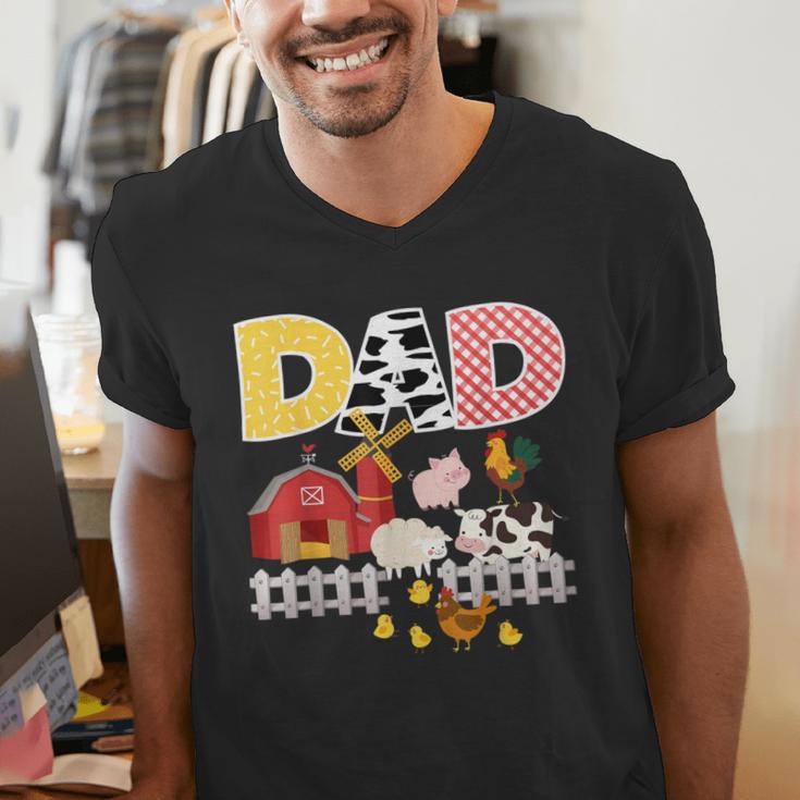 Dad Birthday Boy Farm Animal Farming Farmer Family B-Day Men's V-Neck T-Shirt