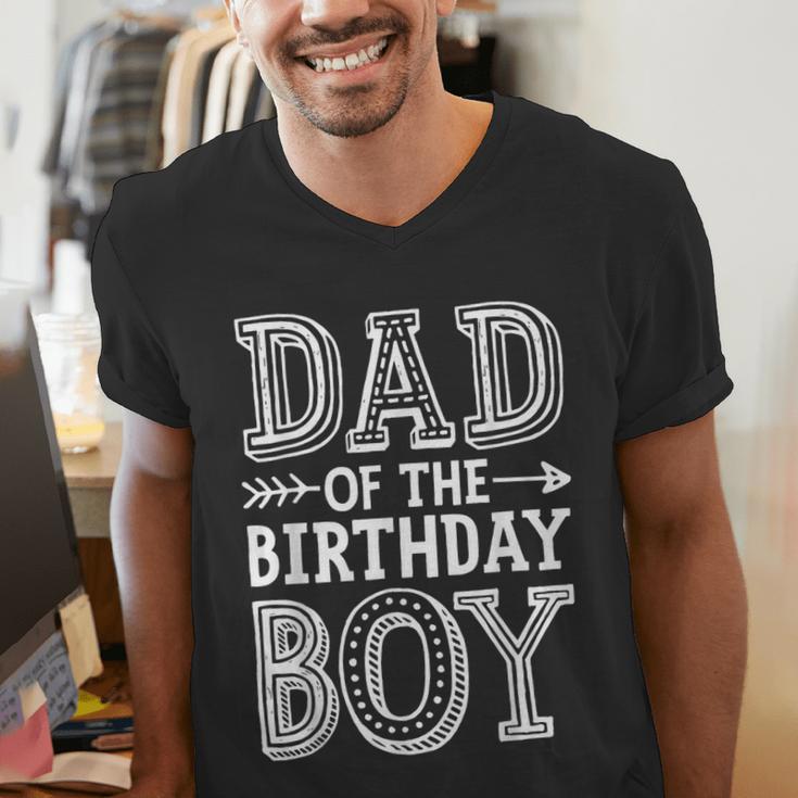 Dad Of The Birthday Boy Father Papa Family Matching Men's V-Neck T-Shirt