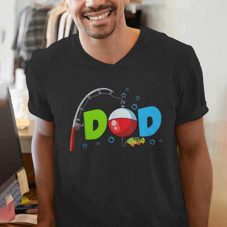 Dad Of The Birthday Boy Birthday Fishing Family Men's V-Neck T-Shirt