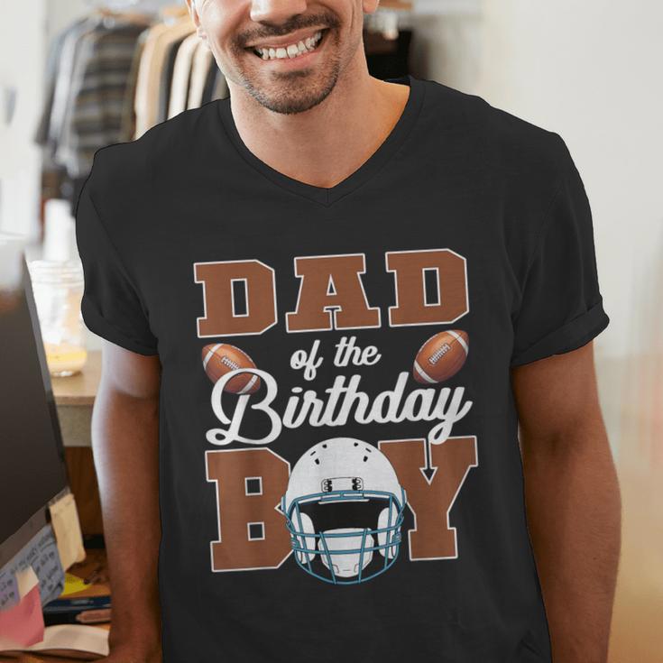 Dad Of The Birthday Boy Football Party Family Matching Men's V-Neck T-Shirt