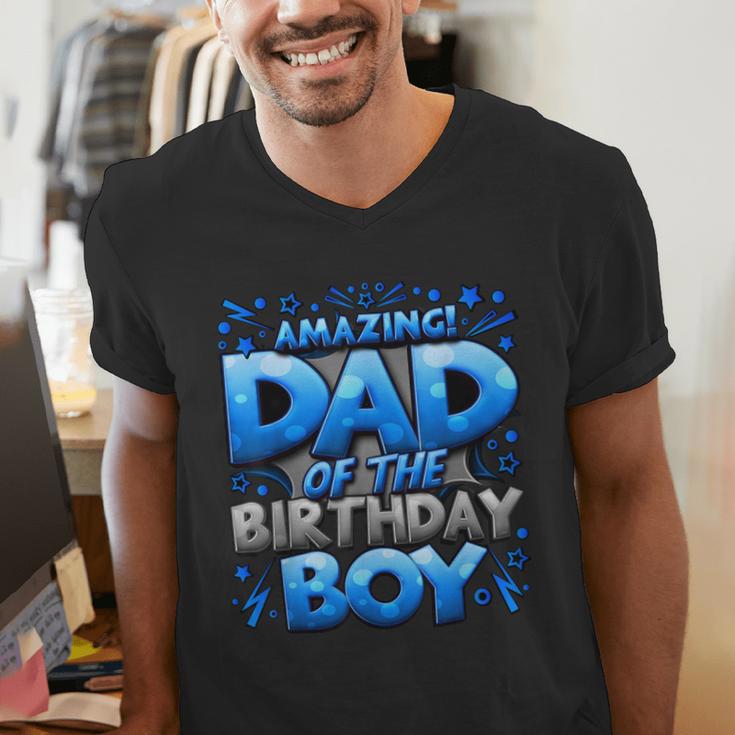 Dad Of The Birthday Boy Matching Family Father Men's V-Neck T-Shirt