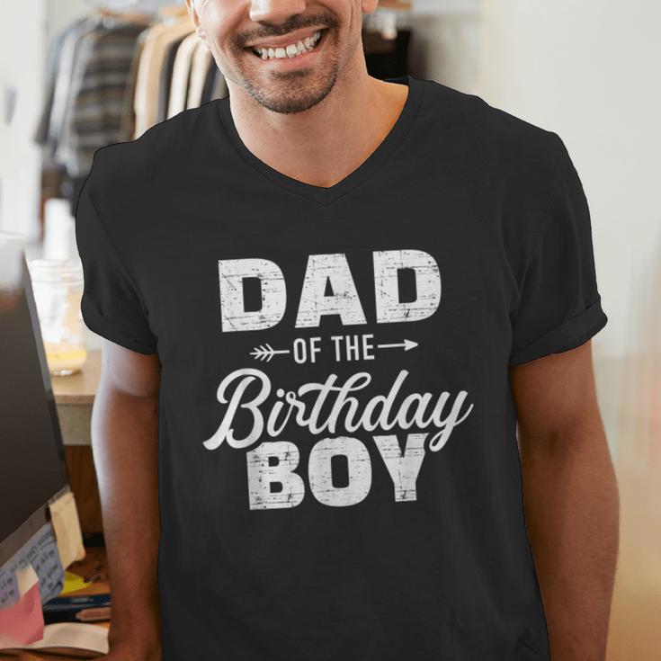 Dad Of The Birthday Boy Matching Family Party Men's V-Neck T-Shirt