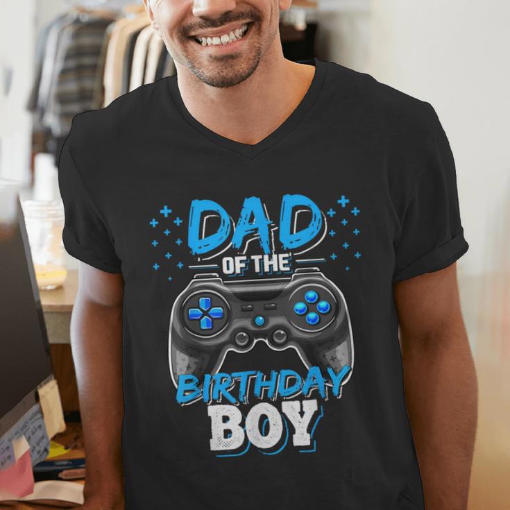 Dad Of The Birthday Boy Matching Video Gamer Birthday Party Men's V-Neck T-Shirt