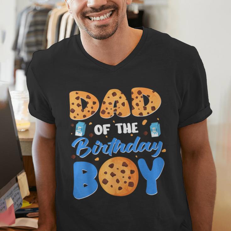 Dad Of The Birthday Boy Milk And Cookies 1 Year Old Men's V-Neck T-Shirt Dad Of The Birthday Boy Milk And Cookies 1 Year Old Men's V-Neck T-Shirt