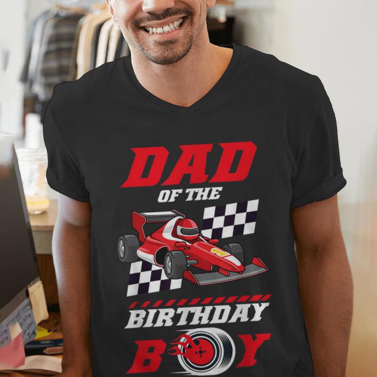 Dad Of The Birthday Boy Pit Crew Race Car Matching Family Men's V-Neck T-Shirt