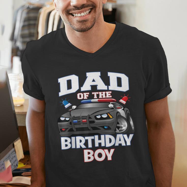 Dad Of The Birthday Boy Policeman Officer Party Men's V-Neck T-Shirt Dad Of The Birthday Boy Policeman Officer Party Men's V-Neck T-Shirt