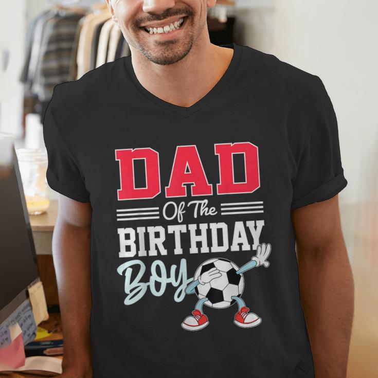 Dad Of The Birthday Boy Shirt Soccer Party Family Daddy Men's V-Neck T-Shirt