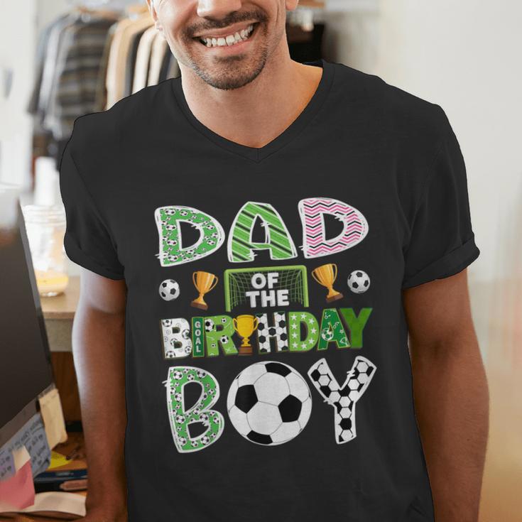 Dad Of The Birthday Boy Soccer Player Game Day Men's V-Neck T-Shirt