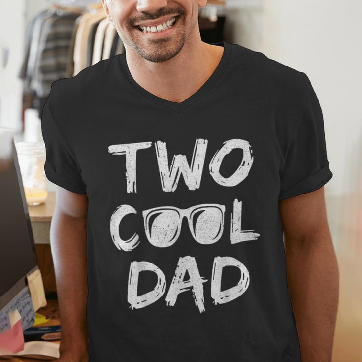 Dad Of The Birthday Boy Two Cool 2nd Bday Family Matching Men's V-Neck T-Shirt