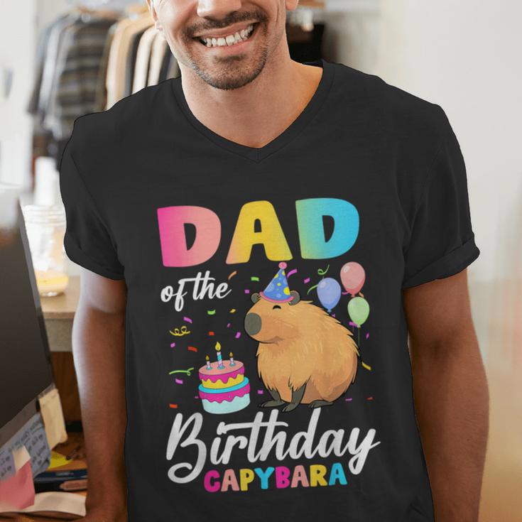Dad Of The Birthday Capybara Girl Bday Party Family Men's V-Neck T-Shirt
