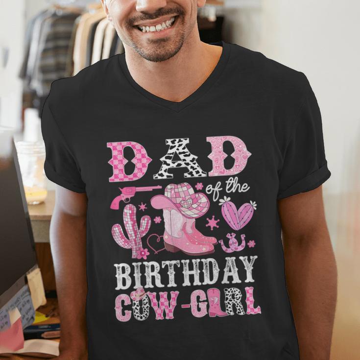 Dad Of The Birthday Cow-Girl Rodeo Cowgirl Bday Men's V-Neck T-Shirt