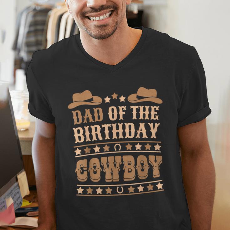 Dad Of The Birthday Cowboy Cute Western Bday Boy Birthday Men's V-Neck T-Shirt Dad Of The Birthday Cowboy Cute Western Bday Boy Birthday Men's V-Neck T-Shirt