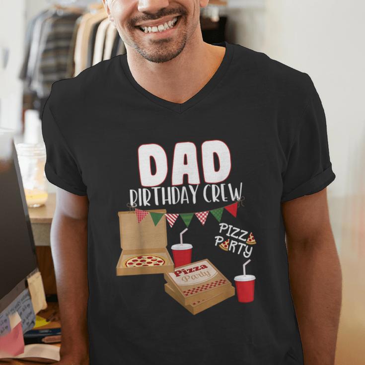 Dad Birthday Crew Pizza Theme Birthday Pizza Lover Party Men's V-Neck T-Shirt