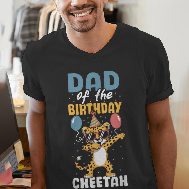 Dad Of The Birthday Girl Boy Cheetah Men's V-Neck T-Shirt Dad Of The Birthday Girl Boy Cheetah Men's V-Neck T-Shirt
