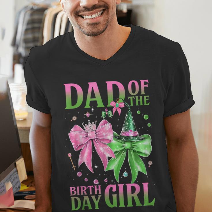 Dad Of The Birthday Girl Coquette Matching Family Party Men's V-Neck T-Shirt