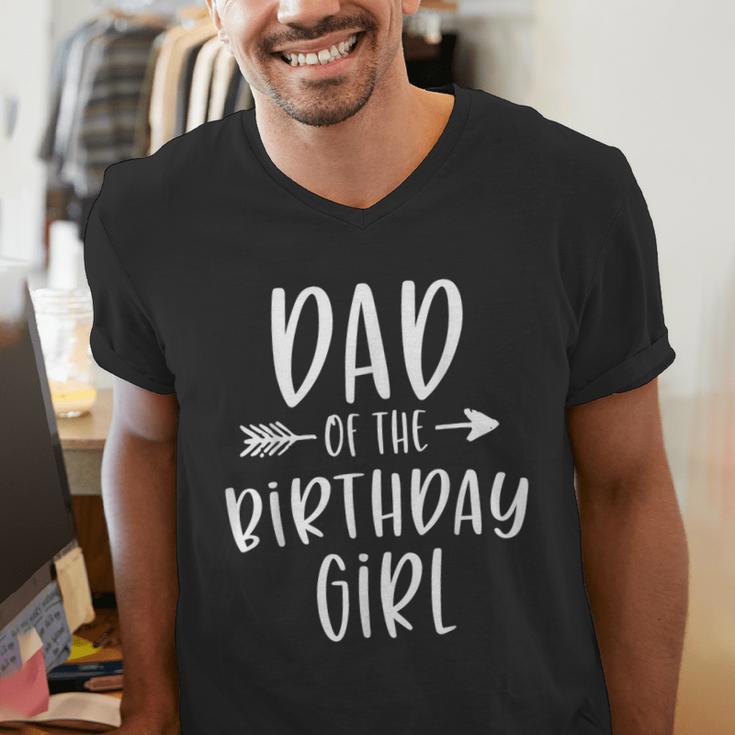 Dad Of The Birthday Girl Daddy & Daughter Bday Party Father Men's V-Neck T-Shirt