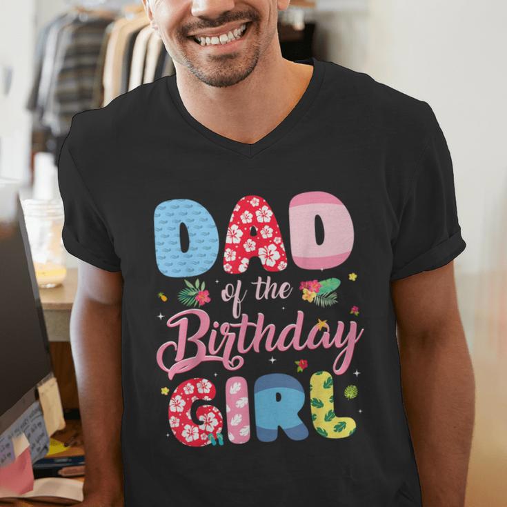 Dad Of The Birthday Girl Family Summer Beach Birthday Party Men's V-Neck T-Shirt
