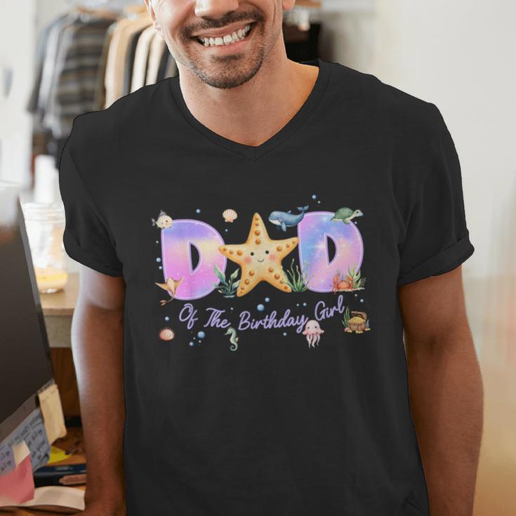 Dad Of The Birthday Girl One-Der The Sea Family Matching Men's V-Neck T-Shirt