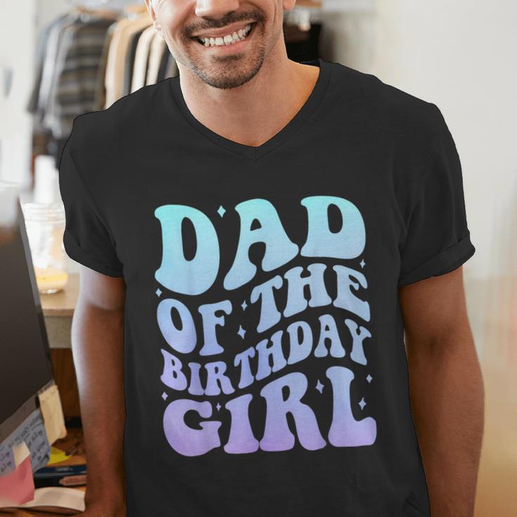 Dad Of The Birthday Girls Teens Kid Family Matching Birthday Men's V-Neck T-Shirt