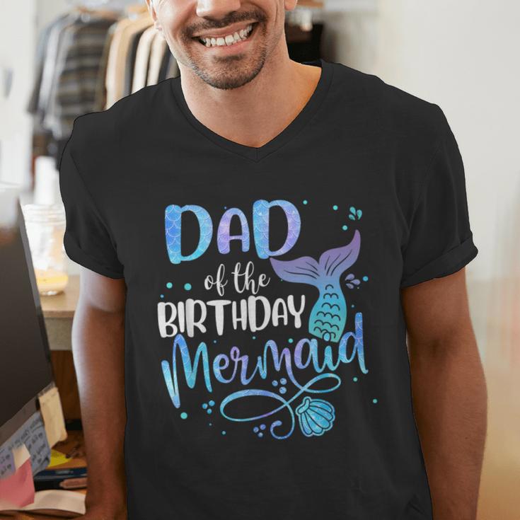Dad Of The Birthday Mermaid Family Matching Father Dad Papa Men's V-Neck T-Shirt