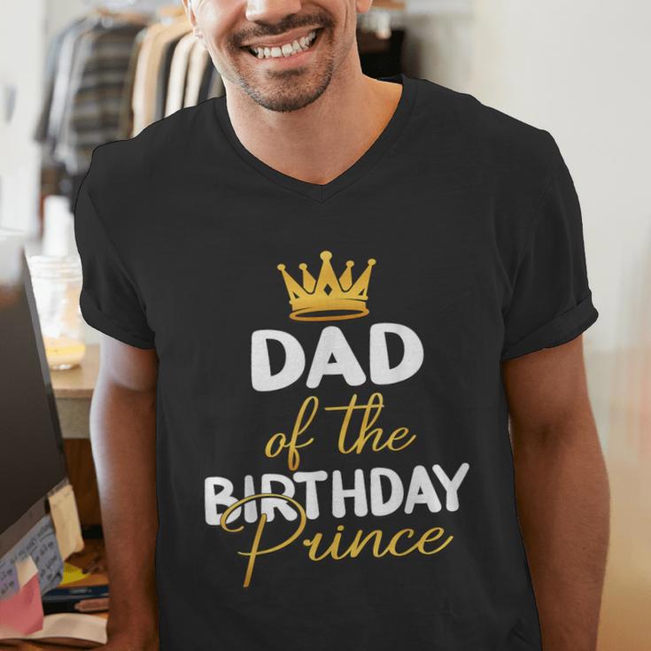 Dad Of The Birthday Prince Boy Bday Party Idea For Him Men's V-Neck T-Shirt