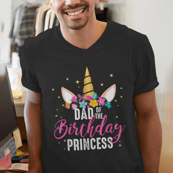 Dad Of The Birthday Princess Father Unicorn Birthday Men's V-Neck T-Shirt Dad Of The Birthday Princess Father Unicorn Birthday Men's V-Neck T-Shirt