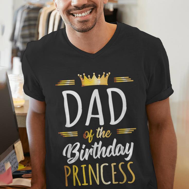 Dad Of The Birthday Princess Shirt Daddy Men Birthday Party Men's V-Neck T-Shirt